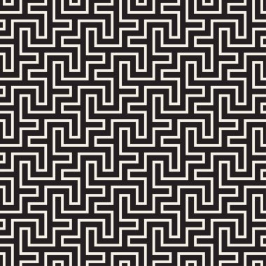 Labirent karışık satırları çağdaş grafik. Vektör sorunsuz siyah-beyaz desen.