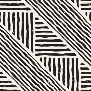 Kesintisiz geometrik doodle satırları desen siyah ve beyaz. Adstract el çekilmiş retro doku.