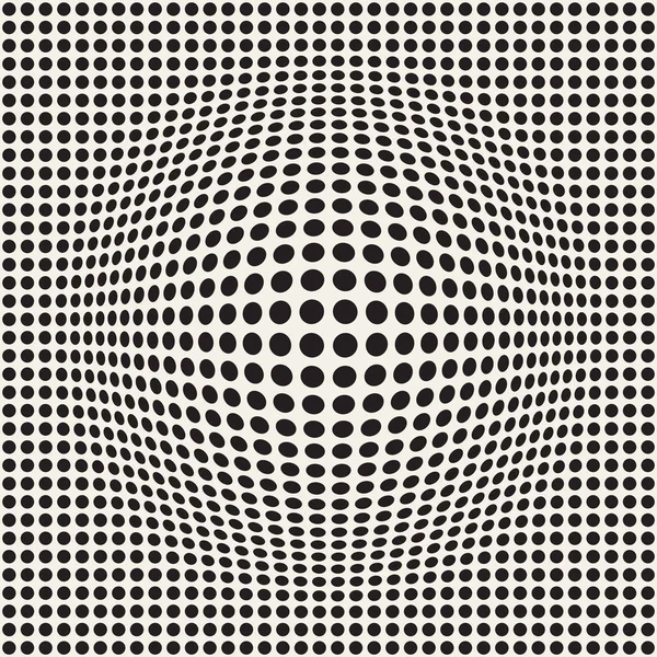 Halftone zwellen effect optische illusie. Abstracte geometrische achtergrondontwerp. Vector naadloze retro patroon. — Stockvector