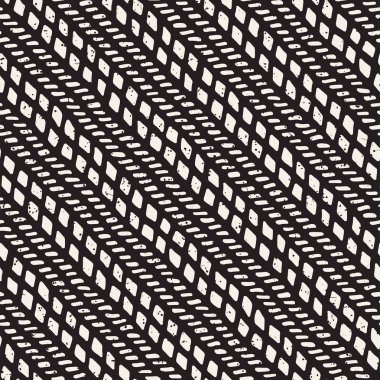 Elle çizilmiş stil seamless modeli. Soyut geometrik döşeme arka plan siyah ve beyaz. Vektör doodle hat kafes