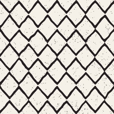 Elle çizilmiş stil seamless modeli. Soyut geometrik döşeme arka plan siyah ve beyaz. Vektör doodle hat kafes