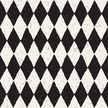 El çekilmiş soyut seamless modeli siyah beyaz. Retro serbest çentikli çizgiler doku.