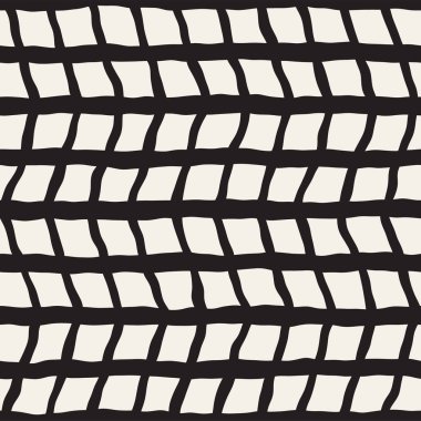 Elle çizilmiş stil seamless modeli. Soyut geometrik döşeme arka plan siyah ve beyaz. Vektör doodle hat kafes
