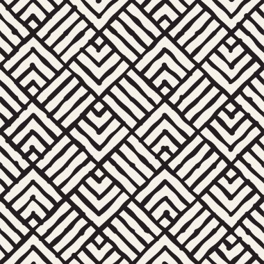 Sorunsuz soyut çizilmiş desen ver. Vektör Serbest çizgiler arka plan doku. Mürekkep fırça darbeleri geometrik tasarım.