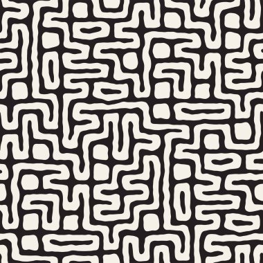 Labirent çizgileri ile Seamless modeli. Tek renkli arka plan. Vektör el çekilmiş labyrinth.