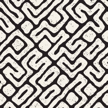 Labirent çizgileri ile Seamless modeli. Tek renkli arka plan. Vektör el çekilmiş labyrinth.