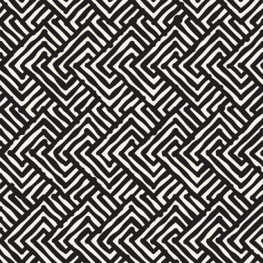 Sorunsuz soyut çizilmiş desen ver. Vektör Serbest çizgiler arka plan doku. Mürekkep fırça darbeleri geometrik tasarım.