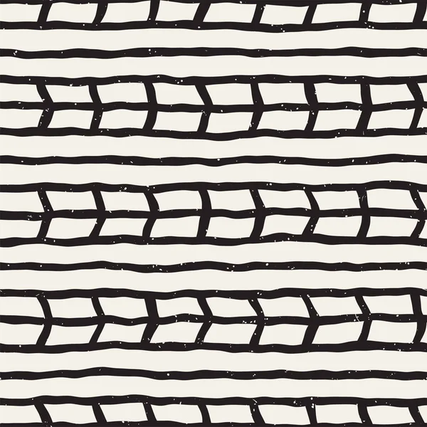 Elle çizilmiş stil seamless modeli. Soyut geometrik döşeme arka plan siyah ve beyaz. Vektör doodle hat kafes — Stok Vektör