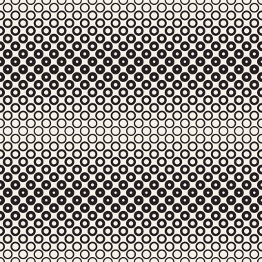 Yarı ton daireler vektör seamless modeli. Soyut geometrik doku yüzüklerin boyutu geçiş ile. Degrade geçiş etkisi arka plan,