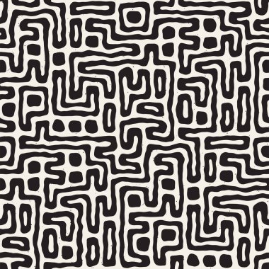 Labirent çizgileri ile Seamless modeli. Tek renkli arka plan. Vektör el çekilmiş labyrinth.