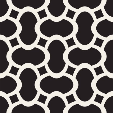 Vektör eğri şekiller kılavuzu olan geometrik seamless modeli. Soyut tek renkli kafes doku yuvarlanır. Modern Tekstil arka plan tasarımı