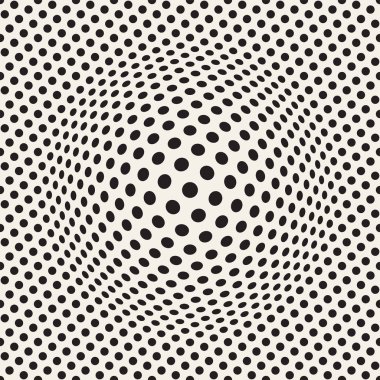 Yarı ton davul gibi şişmiş etkisi optik yanılsama. Geometrik arka plan tasarlamak. Vektör Dikişsiz retro desen.