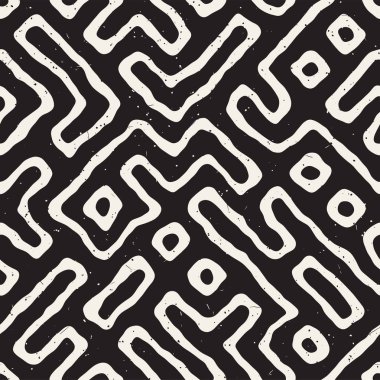 Labirent çizgileri ile Seamless modeli. Tek renkli arka plan. Vektör el çekilmiş labyrinth.
