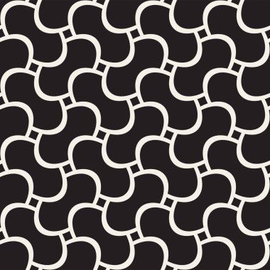 Vektör eğri şekiller kılavuzu olan geometrik seamless modeli. Soyut tek renkli kafes doku yuvarlanır. Modern Tekstil arka plan tasarımı