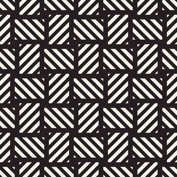 Trendy Twill weben Gitter. abstrakte geometrische Hintergrundgestaltung. Vektor nahtloses Schwarz-Weiß-Muster. — Stockvektor
