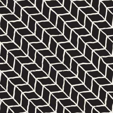 Elle çizilmiş stil seamless modeli. Soyut geometrik döşeme arka plan siyah ve beyaz. Vektör doodle hat kafes