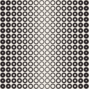 Yarı ton daireler vektör seamless modeli. Soyut geometrik doku yüzüklerin boyutu geçiş ile. Degrade geçiş etkisi arka plan,