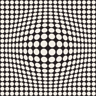 Yarı ton davul gibi şişmiş etkisi optik yanılsama. Geometrik arka plan tasarlamak. Vektör Dikişsiz retro desen.