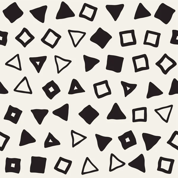 Ручные черно-белые чернила абстрактный бесшовный узор. Векторная стильная гранжевая текстура. Монохромные геометрические разбросанные формы — стоковый вектор