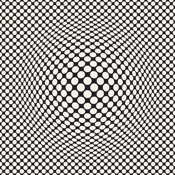 Halftone zwellen effect optische illusie. Abstracte geometrische achtergrondontwerp. Vector naadloze retro patroon. — Stockvector