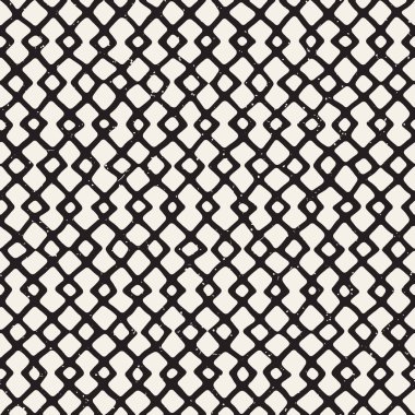 Elle çizilmiş stil seamless modeli. Soyut geometrik döşeme arka plan siyah ve beyaz. Vektör doodle hat kafes
