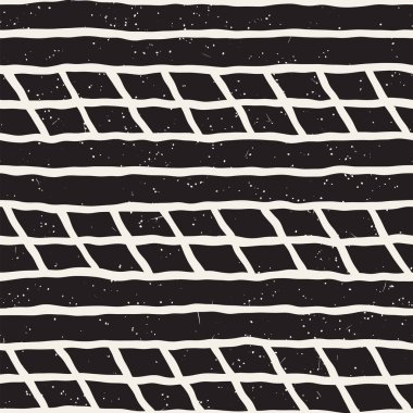 Elle çizilmiş stil seamless modeli. Soyut geometrik döşeme arka plan siyah ve beyaz. Vektör doodle hat kafes