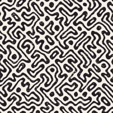 Labirent çizgileri ile Seamless modeli. Tek renkli arka plan. Vektör el çekilmiş labyrinth.