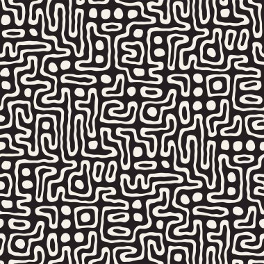 Labirent çizgileri ile Seamless modeli. Tek renkli arka plan. Vektör el çekilmiş labyrinth.