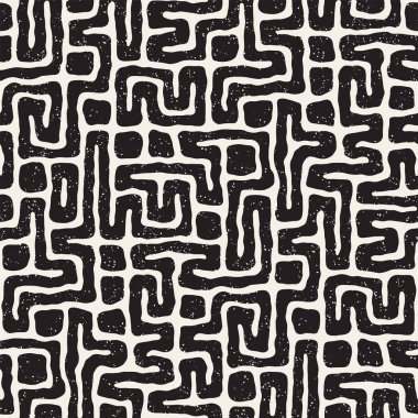 Labirent çizgileri ile Seamless modeli. Tek renkli arka plan. Vektör el çekilmiş labyrinth.
