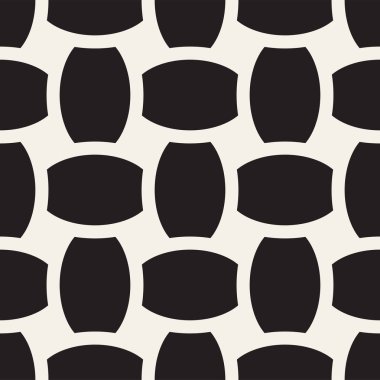 Vektör eğri şekiller kılavuzu olan geometrik seamless modeli. Soyut tek renkli kafes doku yuvarlanır. Modern Tekstil arka plan tasarımı