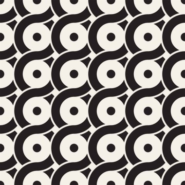 Vektör sorunsuz yuvarlak hatları doku. Modern geometrik dairesel şekil arka plan. Tek renkli yinelenen desen.