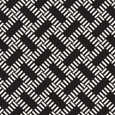 Trendy dimi örgü kafes. Geometrik arka plan tasarlamak. Vektör sorunsuz siyah-beyaz desen.