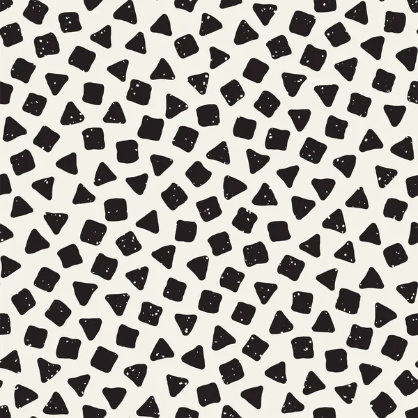 Tinta dibujada a mano en blanco y negro patrón inconsútil abstracto. Vector elegante textura grunge. Monocromo formas geométricas dispersas — Archivo Imágenes Vectoriales