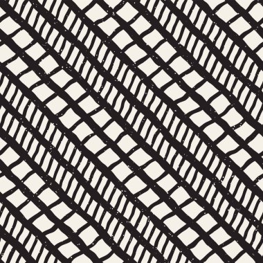 Elle çizilmiş stil seamless modeli. Soyut geometrik döşeme arka plan siyah ve beyaz. Vektör doodle hat kafes