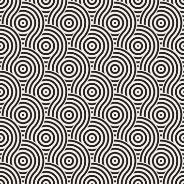 Vektör sorunsuz yuvarlak hatları doku. Modern geometrik dairesel şekil arka plan. Tek renkli yinelenen desen.