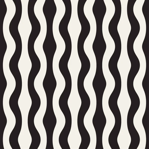 Fekete-fehér hullámos vonalak design. Vektor geometriai zökkenőmentes minta — Stock Vector