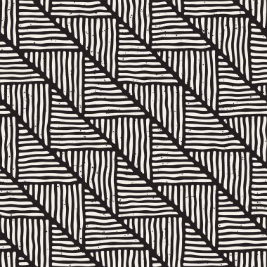 Kesintisiz geometrik doodle satırları desen siyah ve beyaz. Adstract el çekilmiş retro doku.