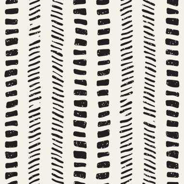 Elle çizilmiş stil seamless modeli. Soyut geometrik döşeme arka plan siyah ve beyaz. Vektör doodle hat kafes