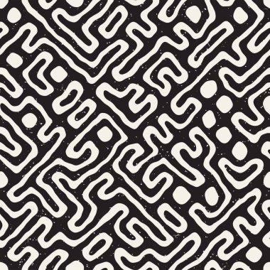Labirent çizgileri ile Seamless modeli. Tek renkli arka plan. Vektör el çekilmiş labyrinth.