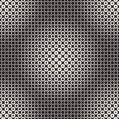 Yarı ton daireler vektör seamless modeli. Soyut geometrik doku yüzüklerin boyutu geçiş ile. Degrade geçiş etkisi arka plan,