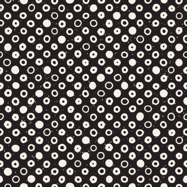 El çekilmiş siyah beyaz mürekkep soyut seamless modeli. Vektör şık grunge doku. Tek renkli geometrik dağınık şekiller