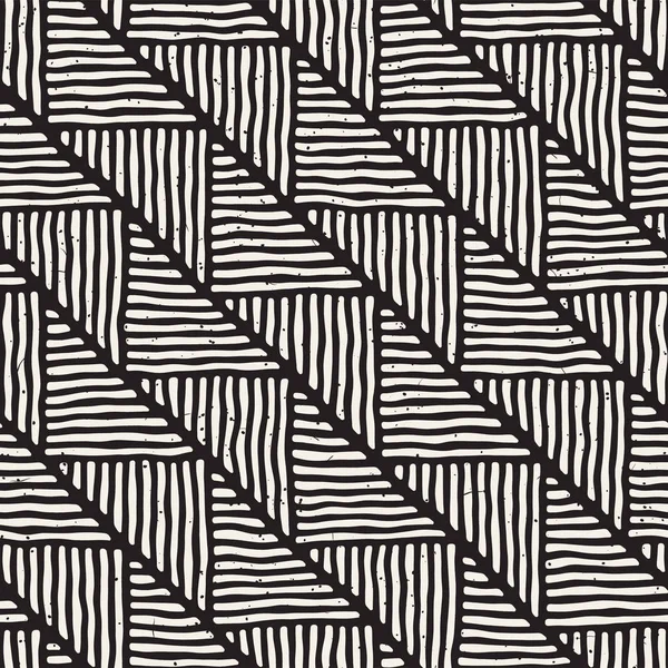 Nahtlose geometrische Doodle-Linien Muster in schwarz und weiß. adstract handgezeichnete Retro-Textur. — Stockvektor