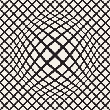 Yarı ton davul gibi şişmiş etkisi optik yanılsama. Geometrik arka plan tasarlamak. Vektör Dikişsiz siyah-beyaz desen.