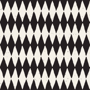 El çekilmiş soyut seamless modeli siyah beyaz. Retro serbest çentikli çizgiler doku.