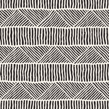 Kesintisiz geometrik doodle satırları desen siyah ve beyaz. Adstract el çekilmiş retro doku.