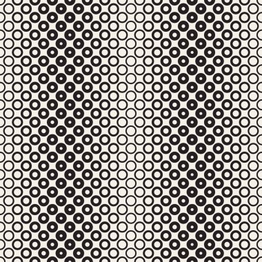 Yarı ton daireler vektör seamless modeli. Soyut geometrik doku yüzüklerin boyutu geçiş ile. Degrade geçiş etkisi arka plan,