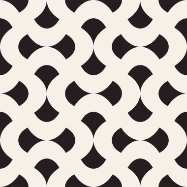 Vektör eğri şekiller kılavuzu olan geometrik seamless modeli. Soyut tek renkli kafes doku yuvarlanır. Modern Tekstil arka plan tasarımı