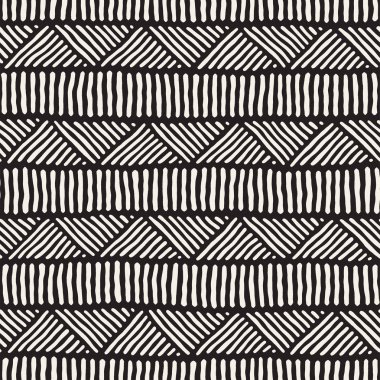 Kesintisiz geometrik doodle satırları desen siyah ve beyaz. Adstract el çekilmiş retro doku.