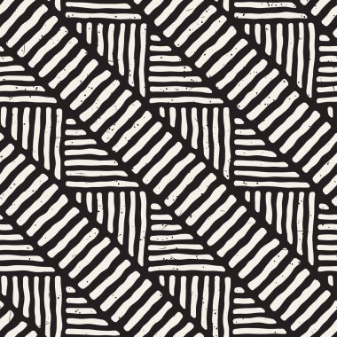 Kesintisiz geometrik doodle satırları desen siyah ve beyaz. Adstract el çekilmiş retro doku.