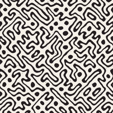 Labirent çizgileri ile Seamless modeli. Tek renkli arka plan. Vektör el çekilmiş labyrinth.